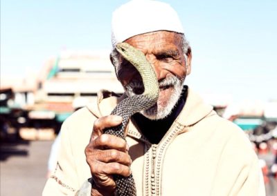 incantatore di serpenti a Marrakech